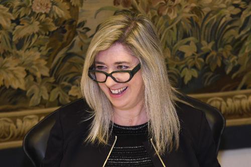 L'assessore regionale alle Infrastrutture Cristina Amirante durante la seduta di Giunta