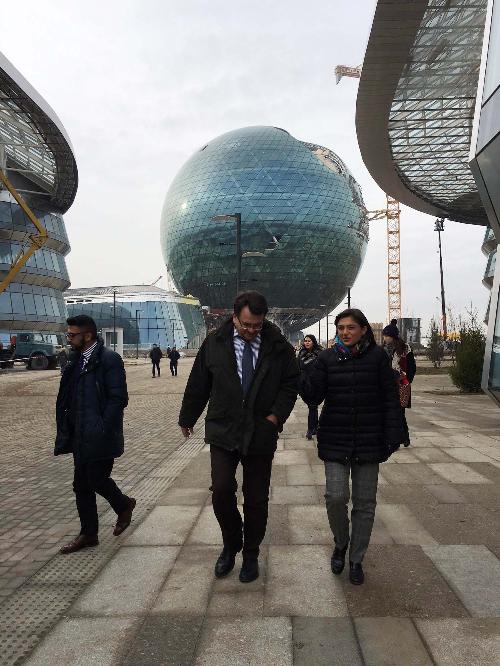 Debora Serracchiani (Presidente Regione Friuli Venezia Giulia) visita l'area di EXPO 2017 accompagnata da Stefano Ravagnan (Ambasciatore d'Italia in Kazakistan) - Astana 03/11/2016