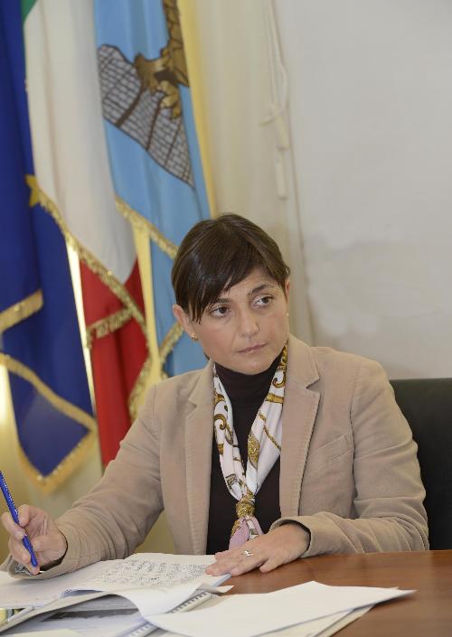 Debora Serracchiani (Presidente Regione Friuli Venezia Giulia) durante l'incontro con rappresentanti sindacali dei lavoratori della Ferriera di Servola - Trieste 09/11/2016