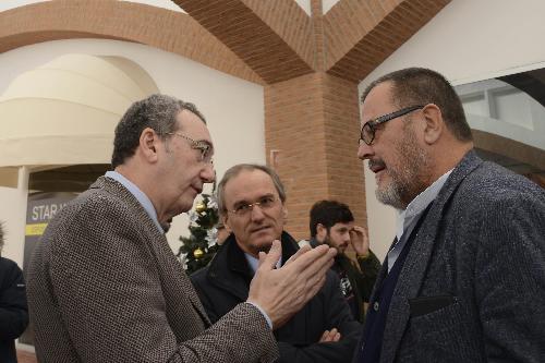 Sergio Bolzonello (Vicepresidente Regione FVG e assessore Attività produttive, Turismo e Cooperazione) e Antonio Maria Bardelli (Patron Città Fiera) all'inaugurazione della Basketball House, al secondo piano della nuova ala del Centro commerciale Città Fiera - Torreano di Martignacco 12/12/2016