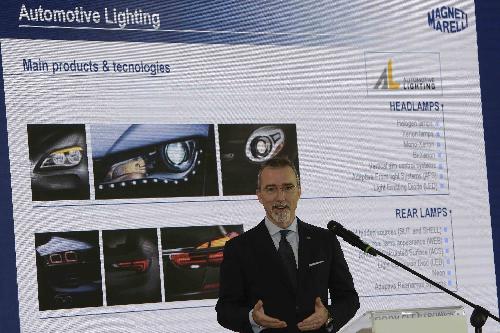 Pietro Gorlier (Amministratore delegato Magneti Marelli) all'inaugurazione del nuovo padiglione Rear Lamps della Magneti Marelli Automotive Lighting - Tolmezzo 13/12/2016