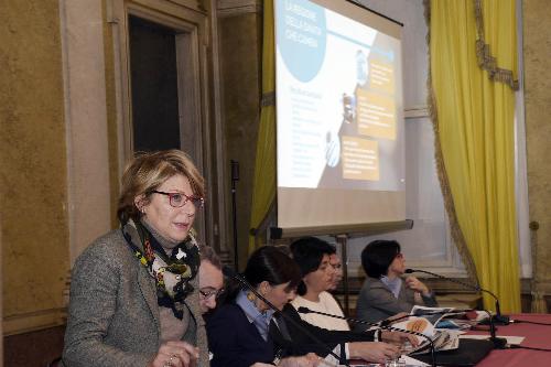 Maria Sandra Telesca (Assessore regionale Salute, Integrazione socio-sanitaria, Politiche sociali e Famiglia) durante la conferenza stampa di fine anno - Trieste 23/12/2016