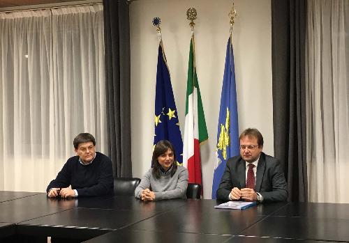 Sandro Didonè (Divisione Esercizio FVG Strade S.p.A.), Debora Serracchiani (Presidente Regione Friuli Venezia Giulia) e Giorgio Damiani (Presidente FVG Strade S.p.A.) - Udine 30/01/2017