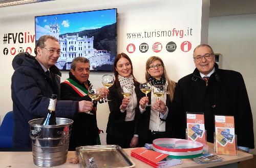 Sergio Bolzonello (Vicepresidente Regione FVG e assessore Attività produttive, Turismo e Cooperazione), Francesco Martines (Sindaco Palmanova) e Marco Tullio Petrangelo (Direttore generale PromoTurismo FVG) all'inaugurazione dell'Infopoint di PromoTurismo FVG - Palmanova 10/02/2017 