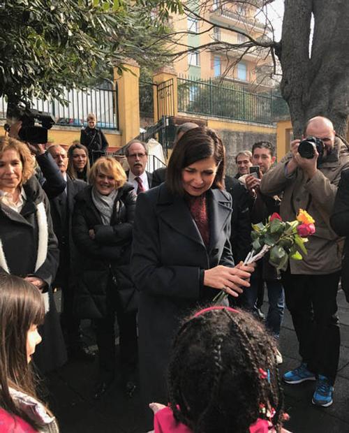 Laura Boldrini (Presidente Camera) durante la visita alla Fondazione Luchetta Ota D'Angelo Hrovatin - Trieste 17/02/2017