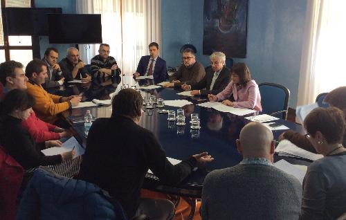 Debora Serracchiani (Presidente Regione Friuli Venezia Giulia) incontra i rappresentanti sindacali dello stabilimento della Finegil Editoriale S.p.A. di Gorizia - Trieste 27/02/2017