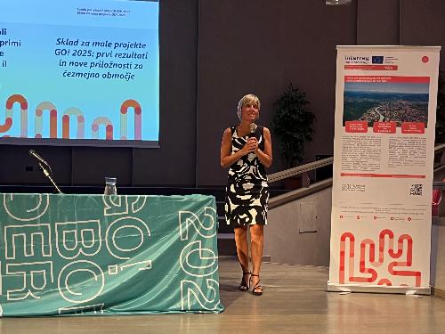 L'intervento dell'assessore regionale alle Finanze, Barbara Zilli, oggi a Gorizia.
