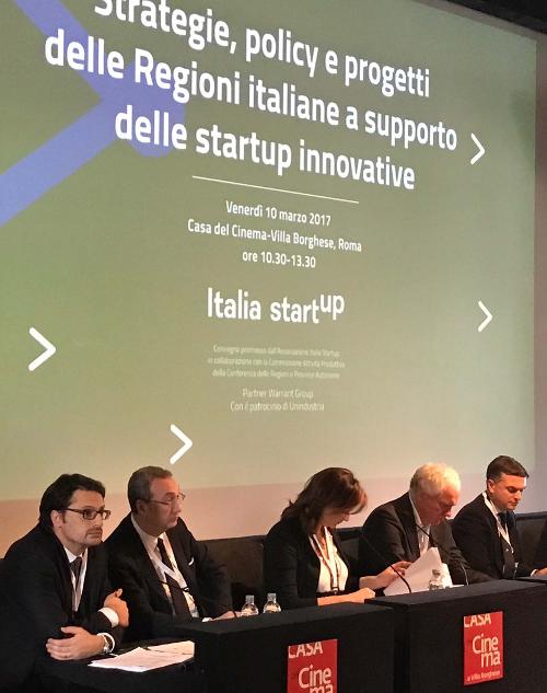 Sergio Bolzonello (Vicepresidente Regione FVG e assessore Attività produttive, Turismo e Cooperazione) al convegno "Strategie, policy e progetti delle Regioni italiane a supporto delle startup innovative", alla Casa del Cinema a Villa Borghese - Roma 10/03/2017