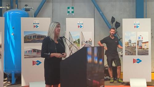 L'assessore alle Infrastrutture del Friuli Venezia Giulia Cristina Amirante, alla cerimonia per la sottoscrizione del protocollo d'intesa per la realizzazione dell'intervento "Nodo di Udine"