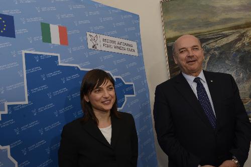 Debora Serracchiani (Presidente Regione Friuli Venezia Giulia) e Roberto Dipiazza (Sindaco Trieste) nella sede della Regione - Trieste 28/03/2017