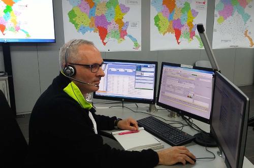 Postazione del Numero Unico per le Emergenze (NUE) 112, nella Centrale operativa della Protezione civile del FVG - Palmanova 29/03/2017