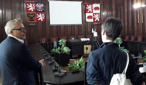 L'assessore Bini ha visitato anche il Palazzo storico sede del Comune di Jihlava.