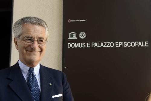 Antonio Zanardi Landi (Presidente Fondazione Aquileia) all'inaugurazione del nuovo sito archeologico "Domus e palazzo episcopale" - Aquileia 08/04/2017
