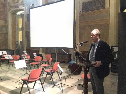 Gianni Torrenti (Assessore regionale Cultura, Sport e Solidarietà) alla presentazione del primo triennio di "Friuli in musica", nel salone del Parlamento del Castello - Udine 08/04/2017