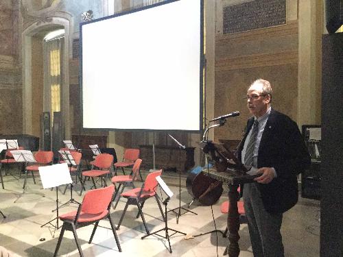 Gianni Torrenti (Assessore regionale Cultura, Sport e Solidarietà) alla presentazione del primo triennio di "Friuli in musica", nel salone del Parlamento del Castello - Udine 08/04/2017