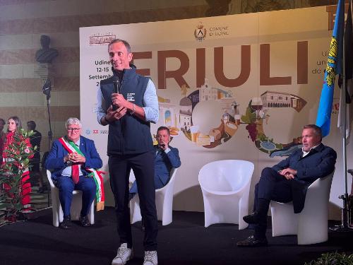 Il governatore Massimiliano Fedriga interviene all'inaugurazione di Friuli Doc 2024