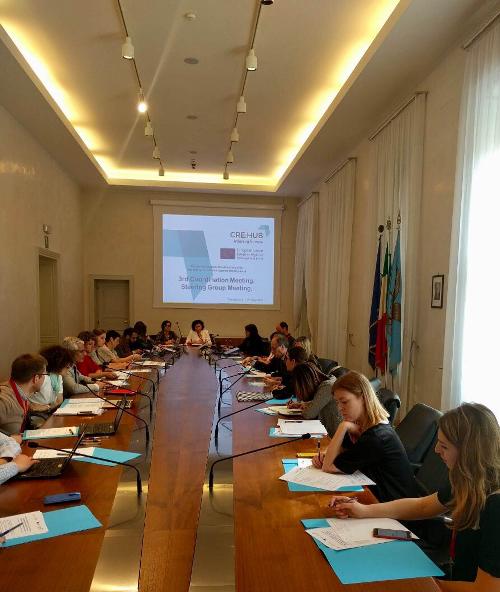 Gianni Torrenti (Assessore regionale Cultura) alla presentazione dell'esperienza di FVG Film Commission ai rappresentanti dei Paesi partner del Progetto CRE:HUB - Trieste 03/05/2017