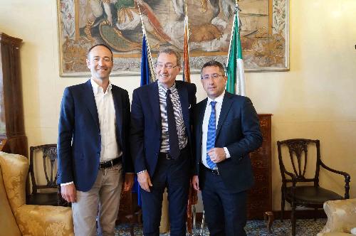 Federico Caner (Assessore Turismo Regione Veneto), Sergio Bolzonello (Vicepresidente Regione FVG e assessore Attività produttive, Turismo e Cooperazione) e Gianluca Forcolin (Vicepresidente Regione Veneto e assessore Bilancio) - Venezia 22/05/2017 (Foto Regione Veneto)