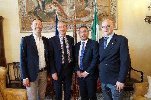 Federico Caner (Assessore Turismo Regione Veneto), Sergio Bolzonello (Vicepresidente Regione FVG e assessore Attività produttive, Turismo e Cooperazione), Gianluca Forcolin (Vicepresidente Regione Veneto e assessore Bilancio) e Marco Michielli (Vicepresidente Federalberghi e presidente Federalberghi Veneto) - Venezia 22/05/2017 (Foto Regione Veneto)