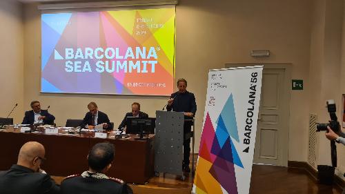 L’assessore regionale alla Difesa dell'ambiente, energia e sviluppo sostenibile Fabio Scoccimarro alla presentazione del programma dell’edizione 2024 del Barcolana Sea Summit