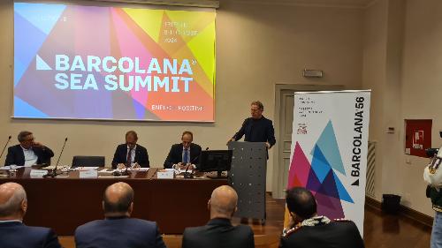 L’assessore regionale alla Difesa dell'ambiente, energia e sviluppo sostenibile Fabio Scoccimarro alla presentazione del programma dell’edizione 2024 del Barcolana Sea Summit
