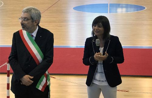 Furio Honsell (Sindaco Udine) e Debora Serracchiani (Presidente Regione Friuli Venezia Giulia) all'inaugurazione del rinnovato palasport Carnera - Udine 26/06/2017