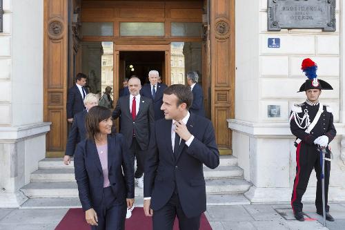 Debora Serracchiani (Presidente Regione Friuli Venezia Giulia) ed Emmanuel Macron (Presidente Repubblica Francese) in occasione del Western Balkans Summit - Trieste 12/07/2017