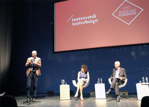 Sergio Bolzonello (Vicepresidente Regione FVG e assessore Attività produttive, Turismo e Cooperazione) alla presentazione del cartellone di prosa e musica del Teatro Verdi, stagione 2017/2018 - Pordenone 13/07/2017