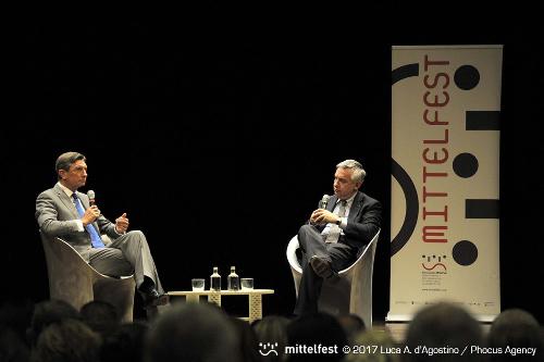 Borut Pahor (Presidente Repubblica di Slovenia) intervistato da Maurizio Molinari (Direttore La Stampa) all'inaugurazione di Mittelfest - Cividale del Friuli 15/07/2017 (Foto Luca A. d'Agostino e Lorenzo Scaldaferro /Phocus Agency © 2017)