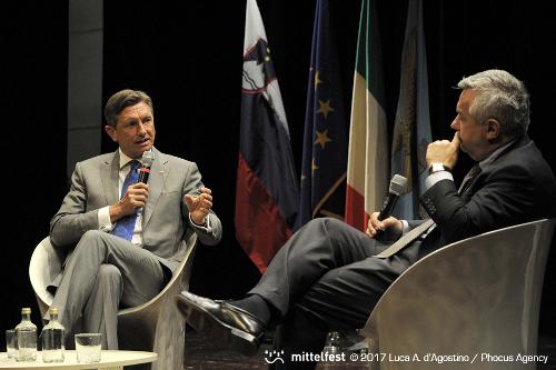 Borut Pahor (Presidente Repubblica di Slovenia) intervistato da Maurizio Molinari (Direttore La Stampa) all'inaugurazione di Mittelfest - Cividale del Friuli 15/07/2017 (Foto Luca A. d'Agostino e Lorenzo Scaldaferro /Phocus Agency © 2017)