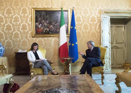 Debora Serracchiani (Presidente Regione Friuli Venezia Giulia) incontra Paolo Gentiloni (Presidente Consiglio Ministri) a Palazzo Chigi - Roma 27/07/2017