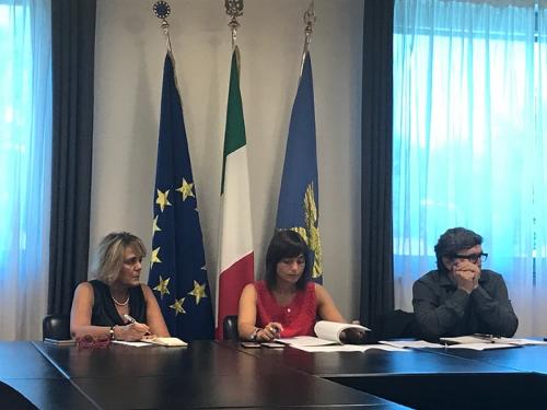 Debora Serracchiani (Presidente Regione Friuli Venezia Giulia) durante il confronto con le Prefetture del FVG sulla gestione dei casi estremi di emergenza del traffico autostradale - Udine 01/08/2017