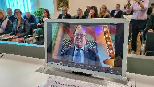 L'intervento in videocoferenza del vicegovernatore del Friuli Venezia Giulia Mario Anzil alla conferenza stampa