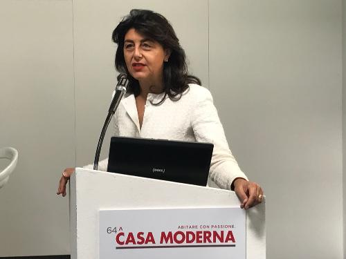 Mariagrazia Santoro (Assessore regionale Infrastrutture e Territorio) al convegno  "Il futuro è adesso: nuovi scenari dell'edilizia" nell'ambito della fiera della Casa Moderna - Udine 07/10/2017