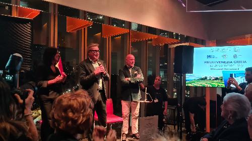 L'assessore Bini durante l'evento rivolto ai tour operator e ai giornalisti statunitensi organizzato da PromoTurismoFVG a New York