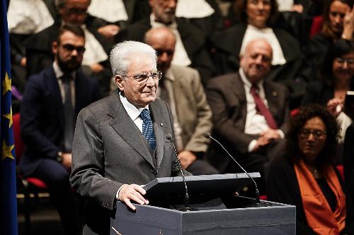 Sergio Mattarella (Presidente della Repubblica) interviene alla cerimonia di inaugurazione dell'Anno Accademico dell'Università di Udine - Udine 13/11/2017