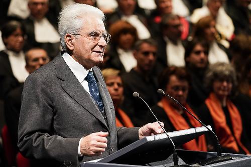 Sergio Mattarella (Presidente della Repubblica) interviene alla cerimonia di inaugurazione dell'Anno Accademico dell'Università di Udine - Udine 13/11/2017