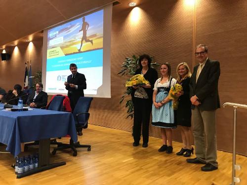 Loredana Panariti (Assessore regionale Lavoro, Formazione, Istruzione, Pari Opportunità, Politiche giovanili, Ricerca e Università) al convegno "Formazione e sport. La gestione del giovane atleta di alto profilo" - Udine 24/11/2017