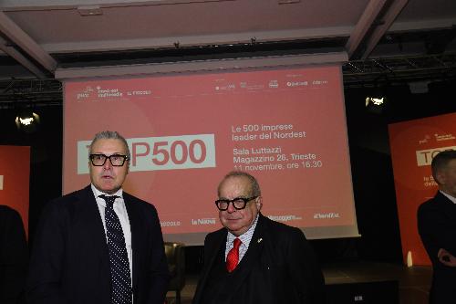 L'assessore regionale alle Attività produttive Sergio Emidio Bini e il presidente di Confindustria Alto Adriatico Michelangelo Agrusti all'evento Top 500