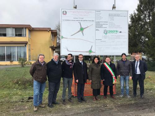 Mariagrazia Santoro (Assessore regionale alle Infrastrutture e al Territorio) alla consegna dei lavori della Rotonda di Paludo col sindaco di Latisana Daniele Galizio e il presidente FVG Strade Giorgio Damiani - Latisana 12/03/2018