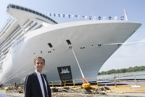 Massimiliano Fedriga (Presidente Regione Friuli Venezia Giulia) alla cerimonia di consegna della nave da crociera Msc Seaview - Monfalcone 04/06/20185