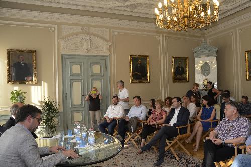 Riccardo Riccardi (Vicepresidente FVG e assessore regionale Salute) con Pierpaolo Roberti (Assessore regionale Autonomie locali) all'incontro con i rappresentanti dei Comuni dell'Ambito Alto Isontino - Gorizia 03/07/2018