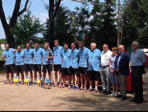 Sebastiano Callari (Assessore regionale Funzione pubblica e Semplificazione) alla cerimonia di premiazione della finale della Coppa Europa della Federazione europea bocce (Feb) - Ronchi dei Legionari 09/07/2018