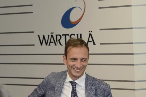 Massimiliano Fedriga (Governatore Regione Friuli Venezia) in visita allo stabilmento Wärtsilä di Bagnoli della Rosandra 