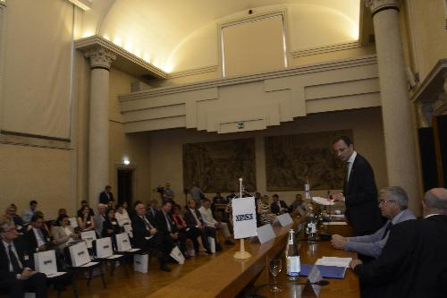 Massimiliano Fedriga (Governatore Regione Friuli Venezia) alla conferenza internazionale sul tema dei rapporti tra Stati in materia di minoranze - Udine 13/07/2018