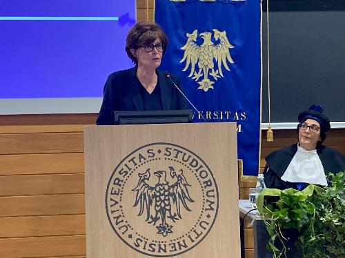 L’assessore regionale al Lavoro, istruzione, formazione, Università, ricerca e famiglia Alessia Rosolen all’inaugurazione del 47mo anno accademico dell’Università di Udine 