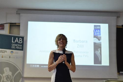 L'assessore regionale alle Finanze e patrimonio, Barbara Zilli, all'inaugurazione della cinquantaseiesima edizione del Laboratorio internazionale della comunicazione a Gemona del Friuli.