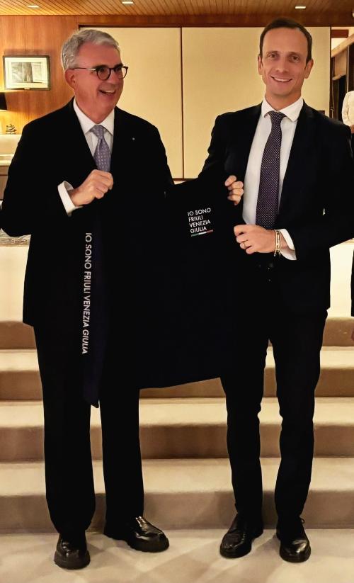 Il governatore del Friuli Venezia Giulia Massimiliano Fedriga con l'ambasciatore Gianluigi Benedetti