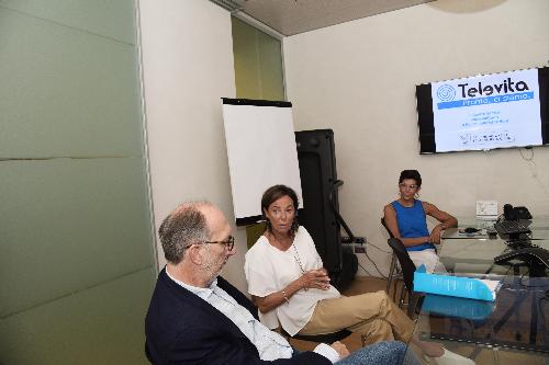 Riccardo Riccardi (Vicepresidente FVG e assessore Salute) accompagnato da Michela Flaborea visita la sede di Televita - Trieste 08/08/2018
