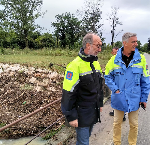 Il vicepresidente della Regione e assessore alla Protezione civile in sopralluogo a Caneva con il sindaco Andrea Attilio Gava.